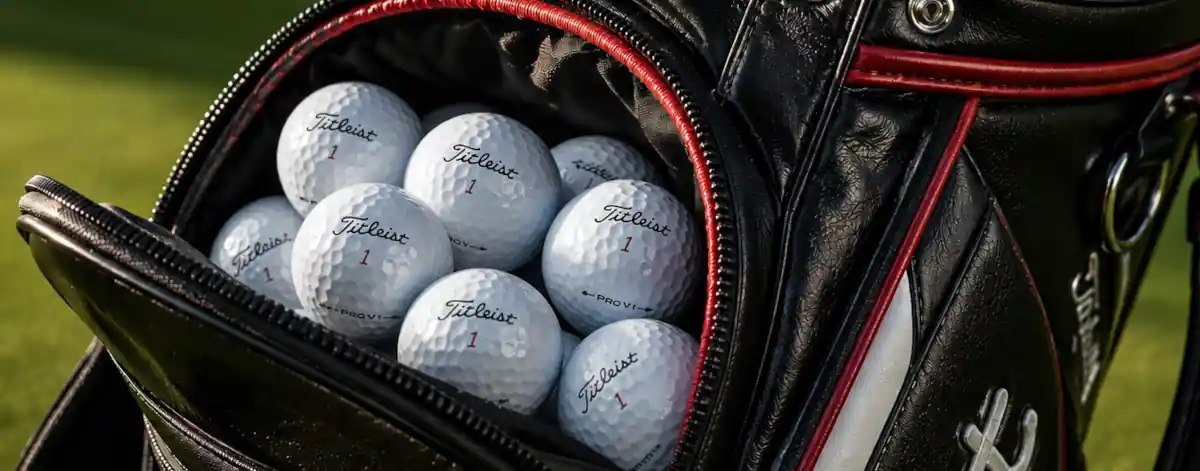 Golfbollar i proffsens öppna bag