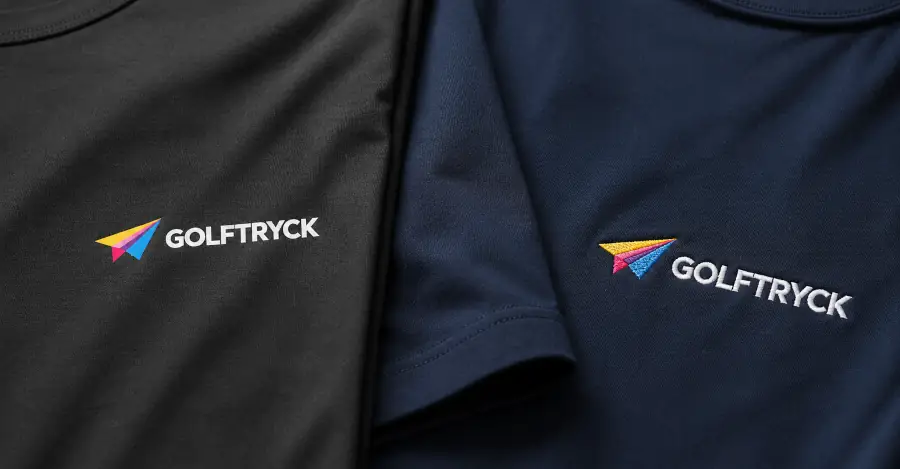 Svart t-shirt med tryck och marinblå t-shirt med brodyr